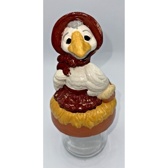 Vintage Whimsical Handpainted Mother Goose Jar Topper & Jar 9.5” Decorative - Picture 2 of 15